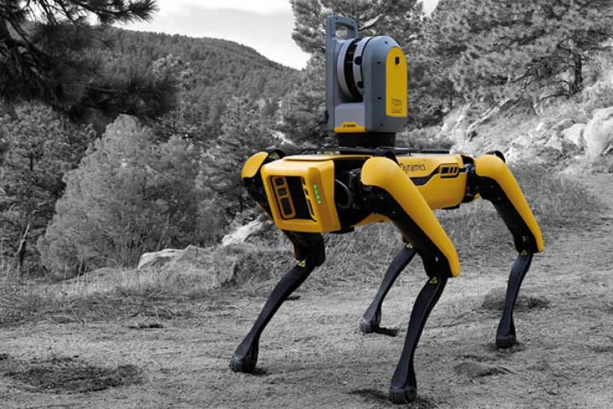Figure 3 — Reference illustration: a commercial quadruped robot leg demonstrating the low-profile foot design and outdoor terrain contact typical of the build target (reference only, copyright source). Build …